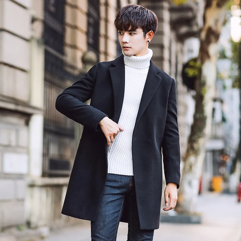 men's slim long coat