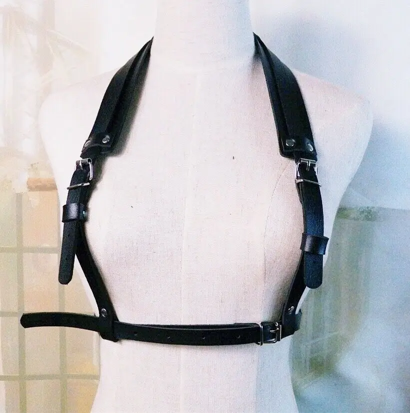 Women Men Adjustable Leather Body Chest Harness Belt Punk Fancy Costume