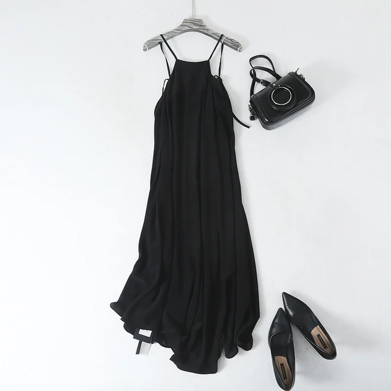 קנו שמלות | Black Dress Women 100% Silk 