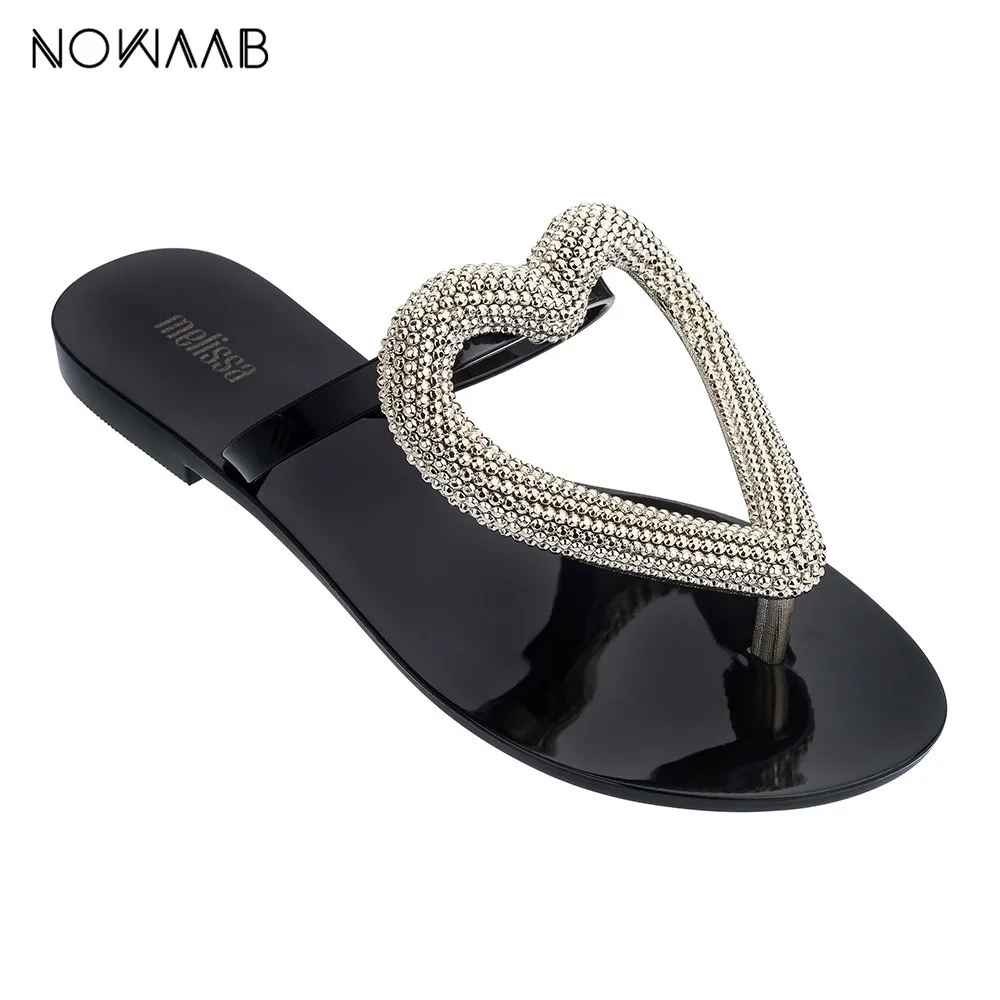 Big heart chrome jelly flip flop Clearance