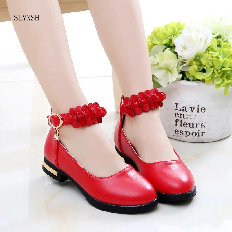 SLYXSH Girls Leather Shoes Children 
