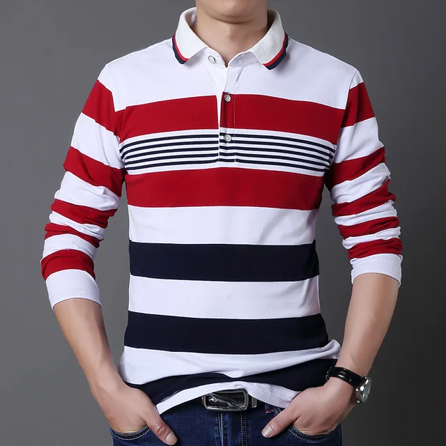 mens striped polo shirt long sleeve