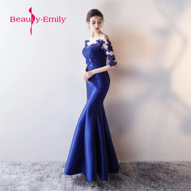 Lace Long royal blue Prom Dress Vestido 
