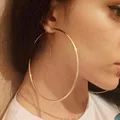 40mm 60mm 70mm 80mm Exaggerate Big Smooth Circle Hoop Earrings Brincos Simple Party Round Loop Earrings for Women Jewelry preview-5
