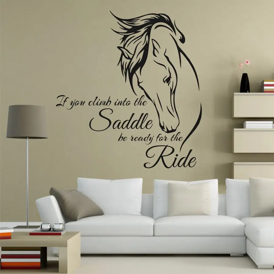 Horse Riding Wall Decal Quote Vinyl Art If You Climb Into the Saddle Be Ready for the Ride Horse Decor Wall Sticker-animated-img