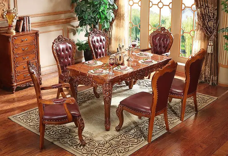 antique wooden table and chairs