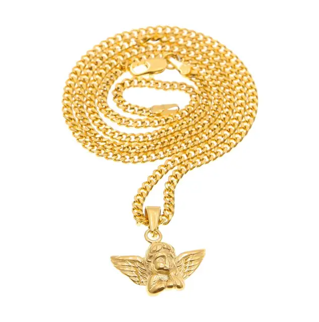 Tiny Angel Baby Necklace Charm Gold 