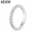 AEW S925 Silver 0.8ctw 1.8mm DF Color Moissanite Eternity Wedding Band Moissanite Ring for Women Ladies Ring