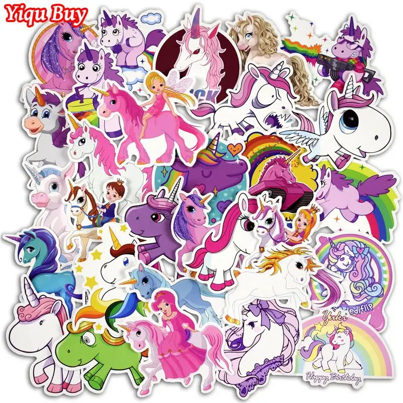 30 Pcs Colorful Cute Unicorn Stickers for Laptop Car Styling Phone Luggage Bike Motorcycle Mixed Cartoon Pvc Waterproof Sticker-animated-img