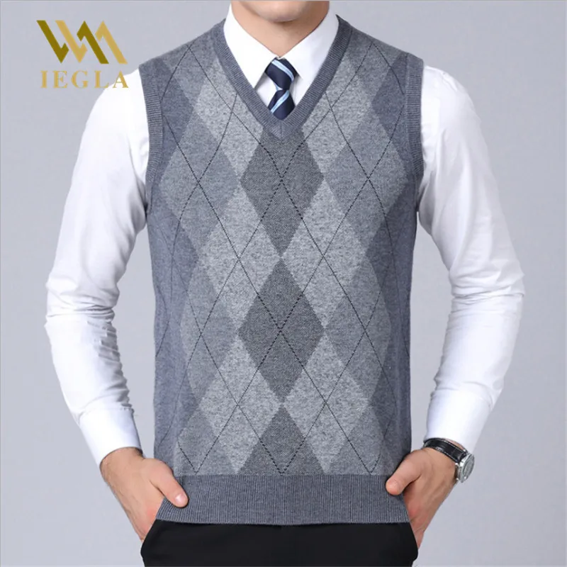 Mens Sweater Vest Casual Plaid 