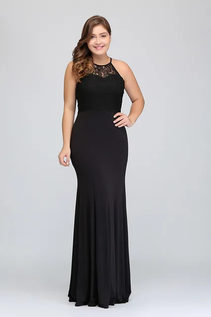 Elegant Black Mermaid Lace Plus Size 