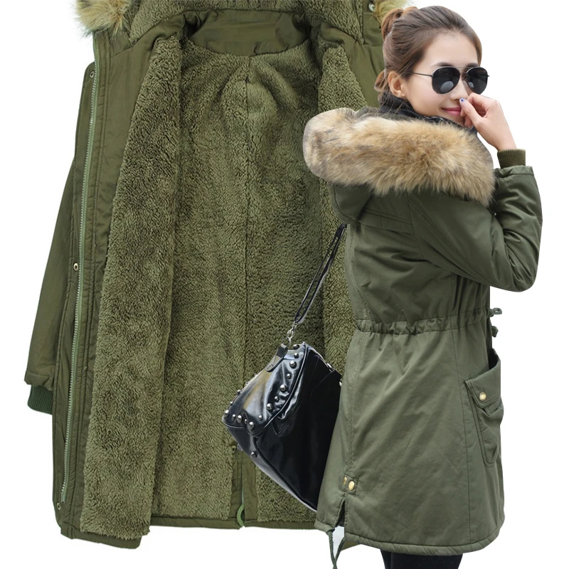 Jacket and Coats Hooded Velvet Parkas 