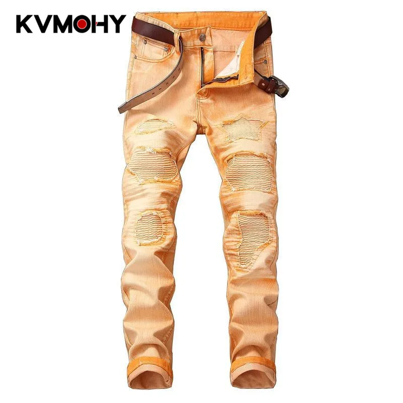 Acquistare Jeans uomo | Hip Hop Jeans Men Camouflage Orange Jeans Trousers  Male Camo Cool Fashion Slim Army Denim Pants Ripped Pantalon Homme Jean