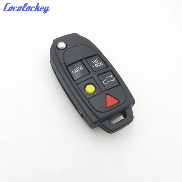 Cocolockey Flip Key Shell fit for VOLVO S60 S80 V70 XC70 XC90 5 Button Remote Case Fob-animated-img
