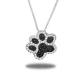 Dogs Paw Link Chains Pendants Necklace Jewelry For Women Silver Color Animal Feet Crystal Charm Sweater Necklaces Accessories