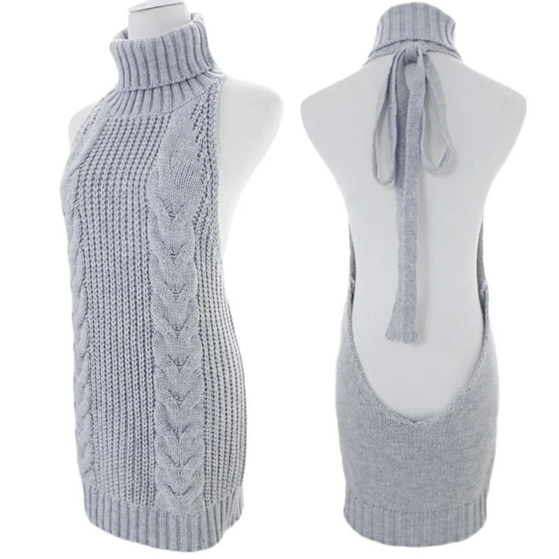 Women Sleeveless Knitted Sweater Lace 
