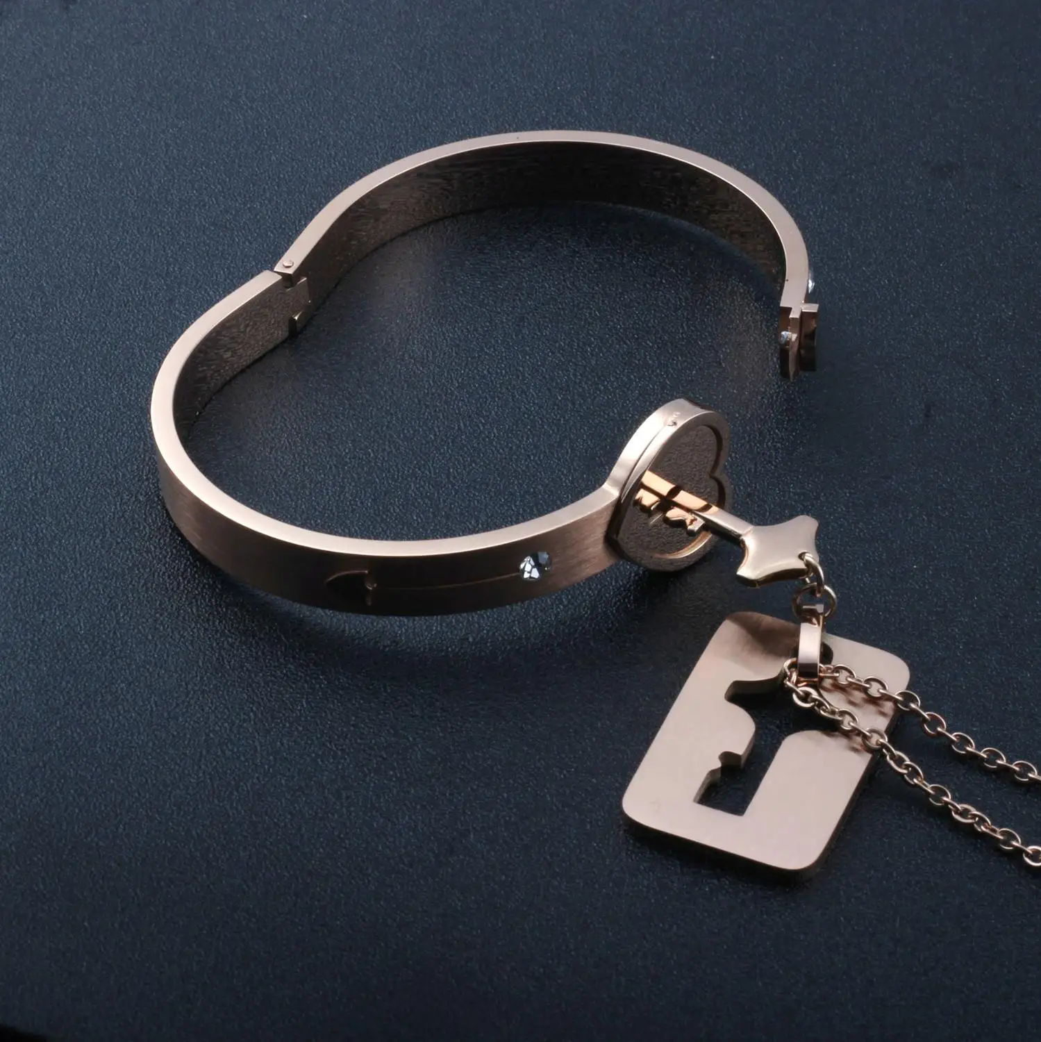 heart lock bangle with key