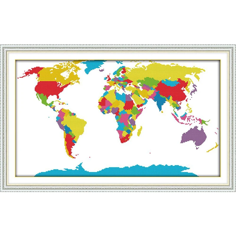 Αγορά Τέχνες, χειροτεχνίες &; ράψιμο  Joy Sunday Map of the world  Printed Canvas DMC Counted DIY Hand Cross Stitch Kits printed Embroidery  set Needlework