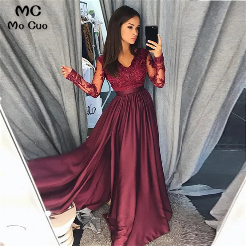 2019 Burgundy Prom dresses Long with 