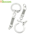30pcs 8Seasons Iron Alloy Key Chains Key Rings Silver Color 6.2cm x 2.3cm Round Keychain Jewelry Length: 3.8cm Basic Keychains preview-1