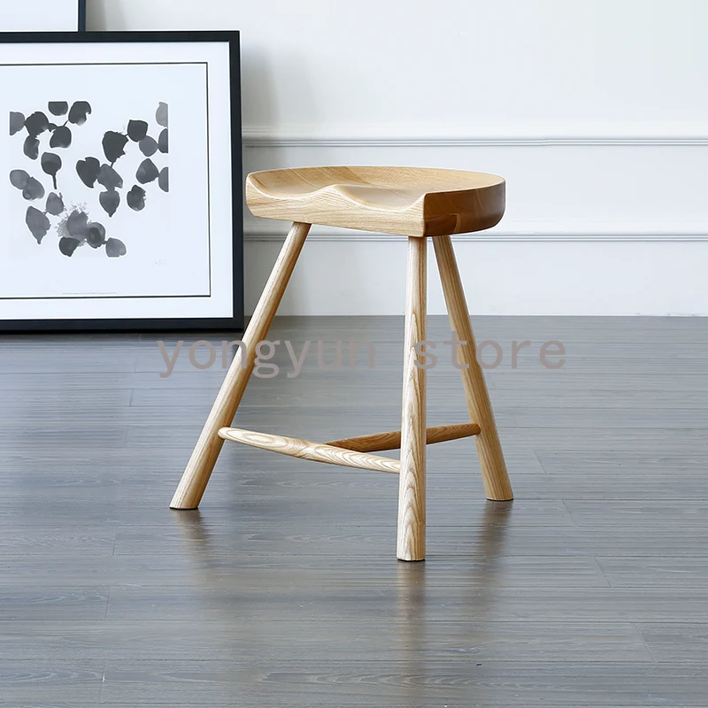 low wooden bar stools