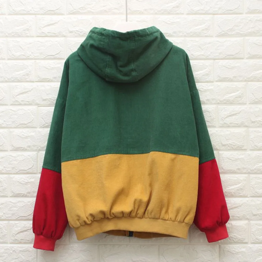 corduroy jacket red green yellow