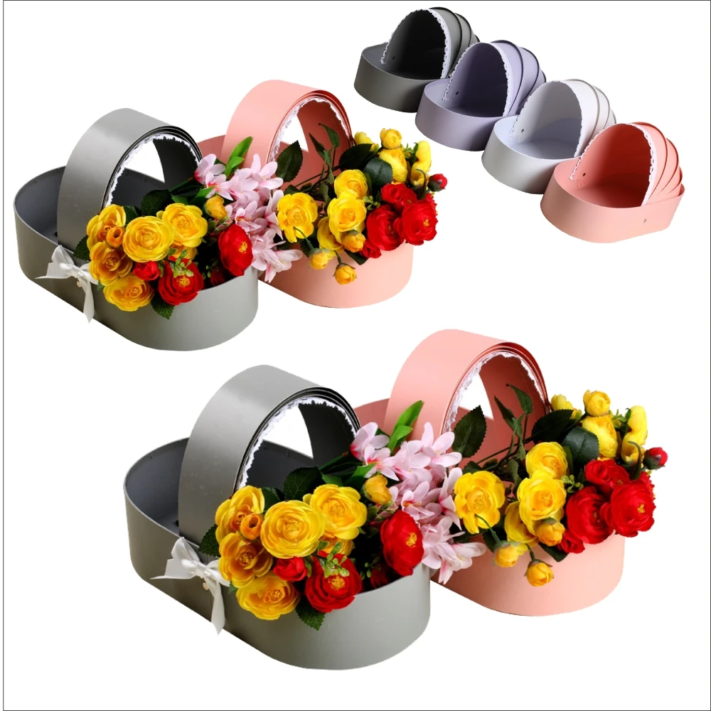 1PC Lace Ribbon Flower Box Cradle Gift Boxes Flower Bouquet