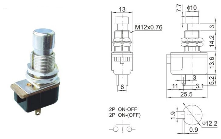 קנו אביזרי תאורה  SPST Momentary Click Touch Push Button Stomp Foot Pedal  Electric Guitar Switch