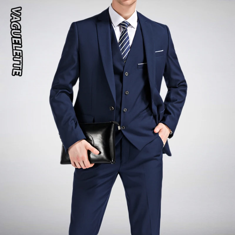 (Blazer+Pants+Vest) 3 Pieces Men Suit Slim Fit Wedding Formal Wear Business Black Men Suit Elegant Costume Mariage Homme M-5XL-animated-img