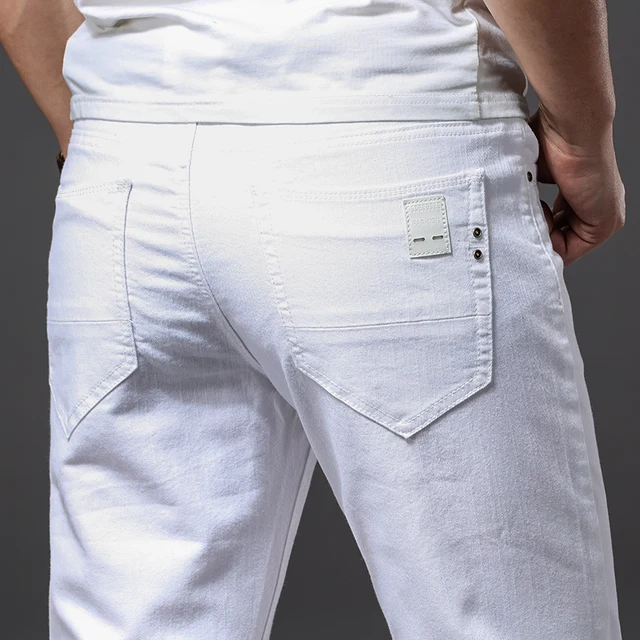 stretch pants white