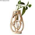 Pure Handwork Wooden Vase Decorated Solid Wood Flower Pot for Creative Glass Floral Hydroponic Container Home Decorative Vase preview-3