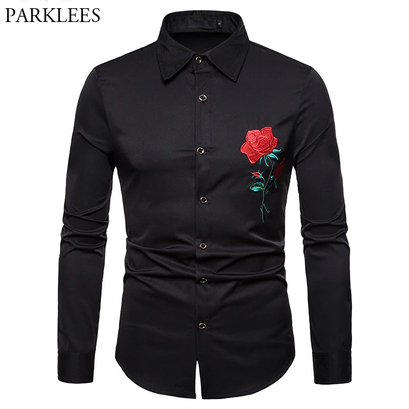 men's shirt with red roses
