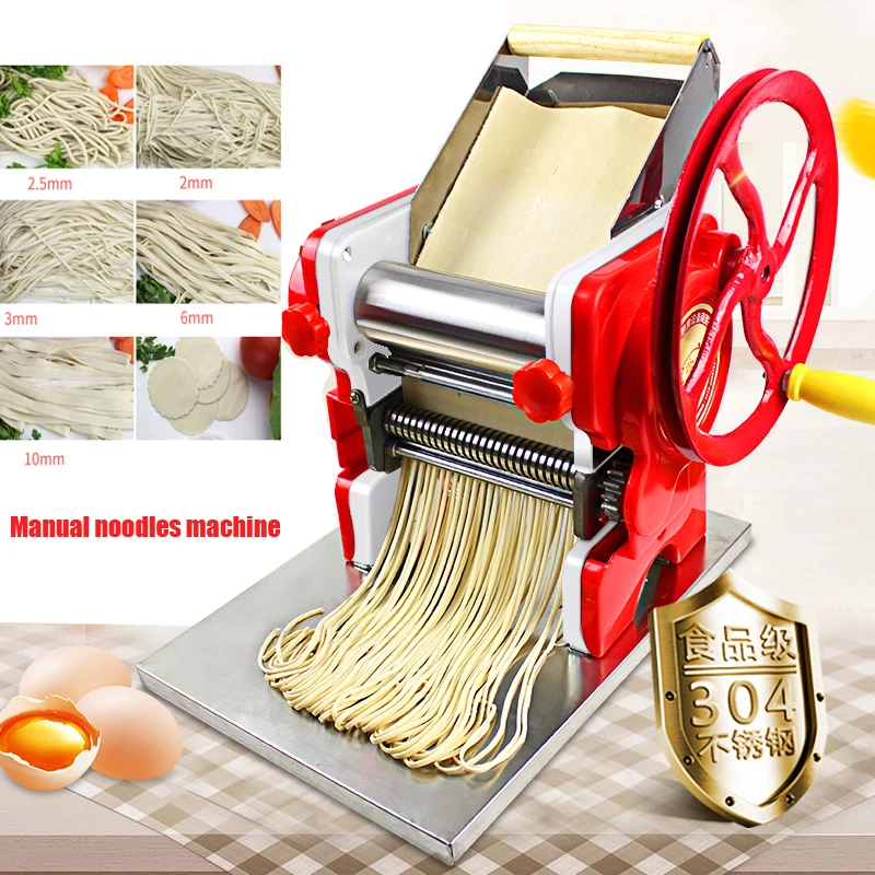 קנו מכשירי חשמל למטבח Household Manual Noodles Machine Commercial Dumpling  Skin Maker Pasta Maker Machine Diy Noodle Maker 18cm Noodle Roller Width