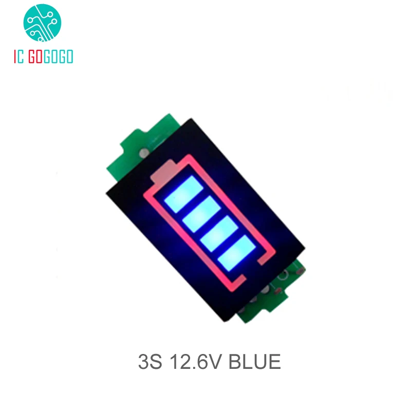 3S 3 Cell Lithium Battery Capacity Indicator Module 12.6V Blue Display Electric Vehicle eBike Battery Power Tester Li-po Li-ion-animated-img