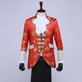 (jacket+pants+vest+tie) sets European prom wedding groom formal dresses costume stage show red singer star performance party preview-2