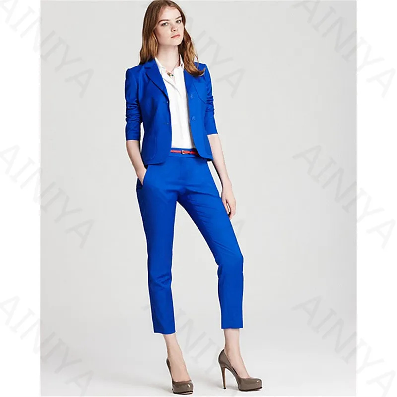 Royal Blue 2 Piece Sets Women Pant Suit 