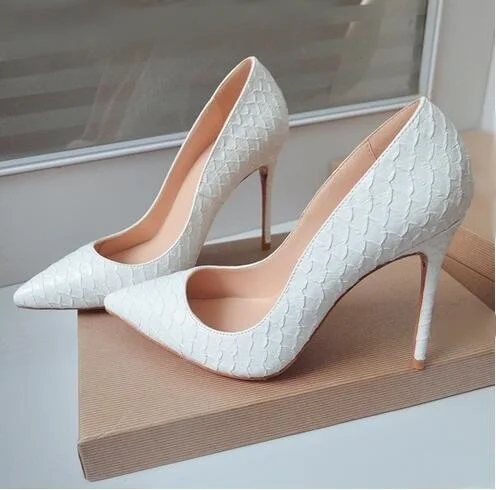 white crocodile heels