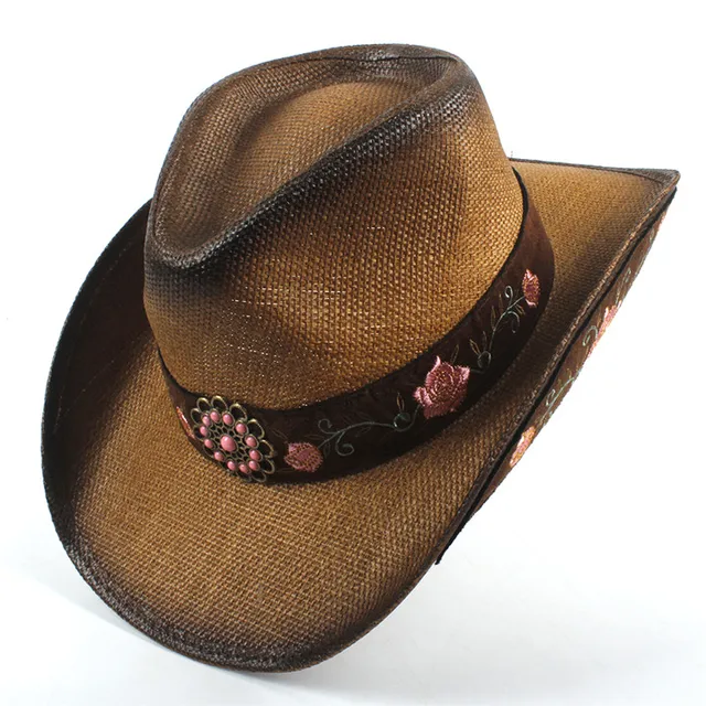 Leather Men Western Cowboy Hat 
