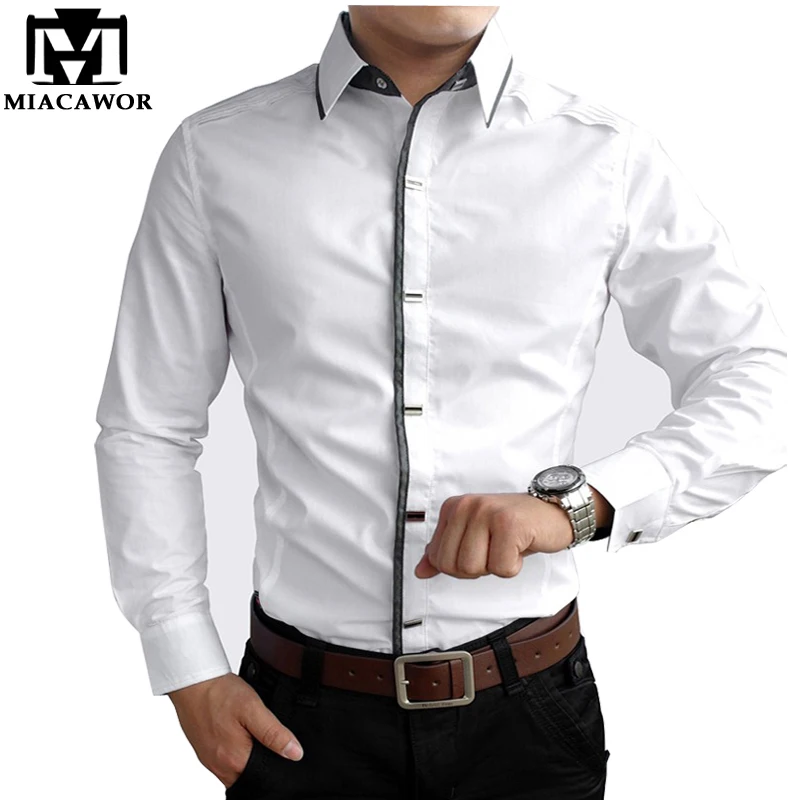 White cotton dress shirt mens Clearance