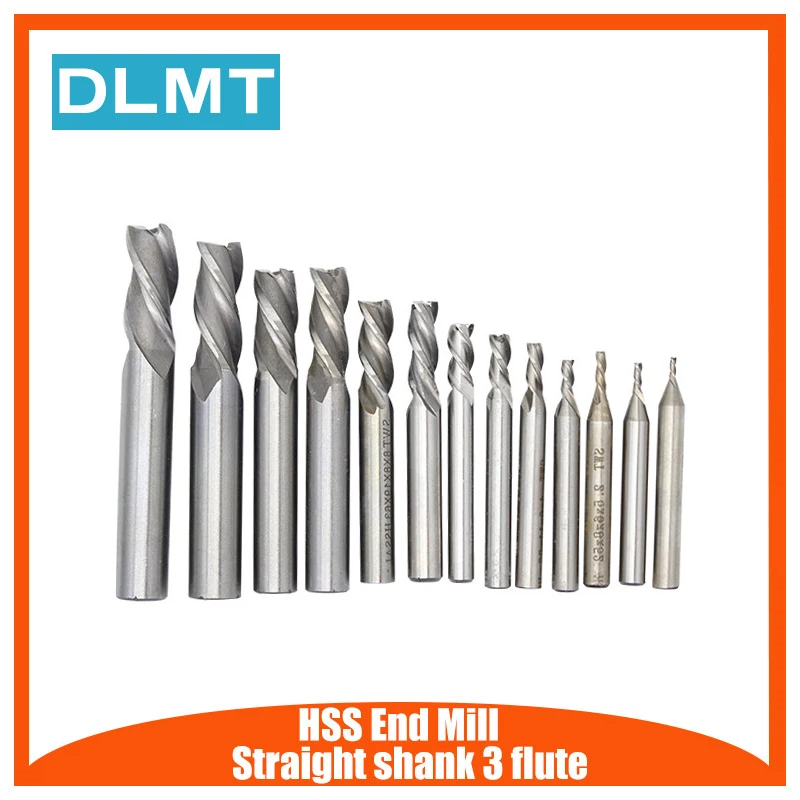 1pc HSS CNC Straight Shank 3 Flute End 