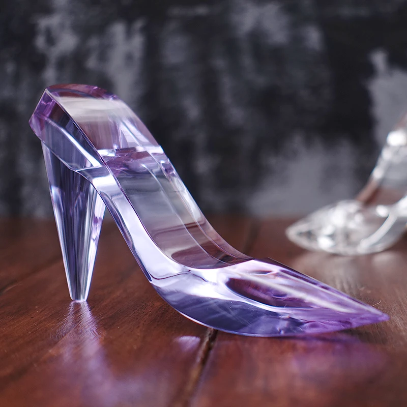 Crystal Shoes Glass Birthday Gift Home Decor High-Heeled Shoes