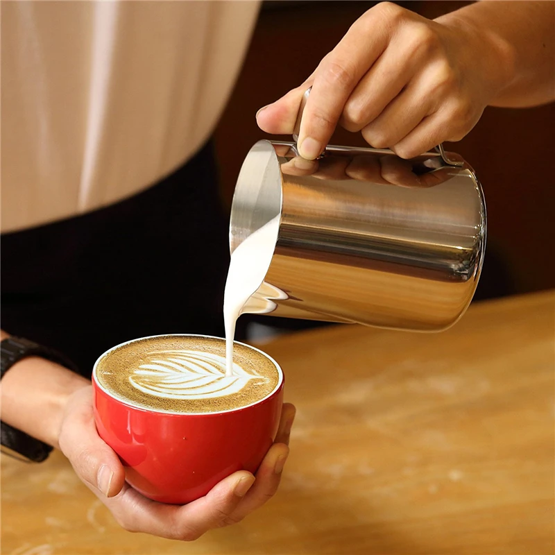 Stainless Steel Milk Frothing Jug Silver Frother Coffee Latte Container Metal  Pitcher Barista Cup