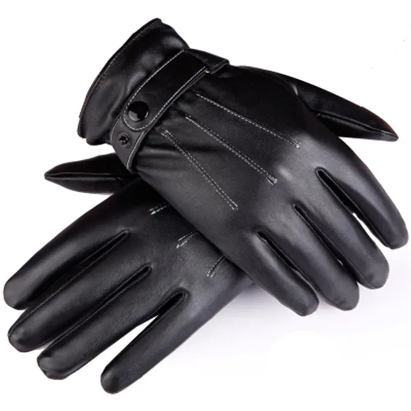 black leather gloves touch screen