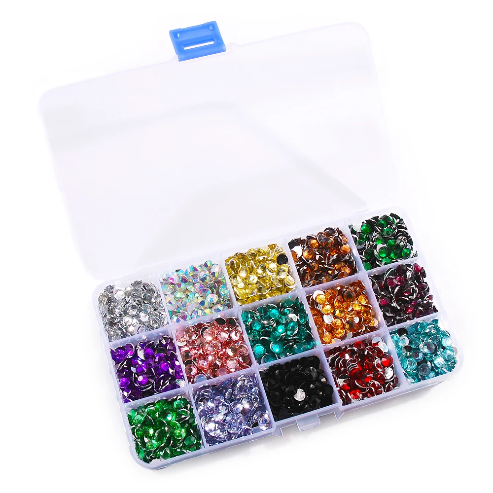 1 Box Glitter 3D Rhinestones AB Flat Back Shiny Stones Nail Art