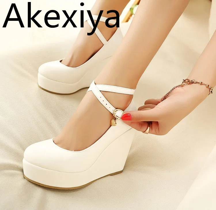 White high heel wedges Clearance