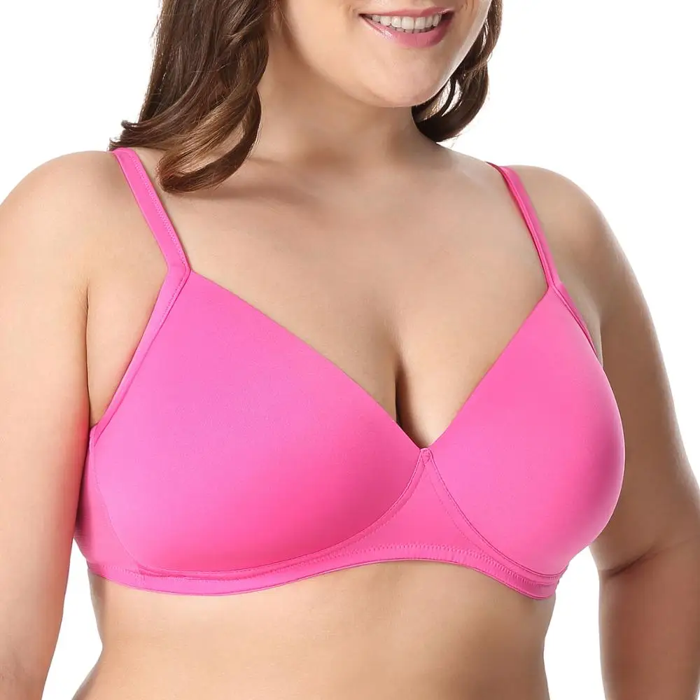 Women's Wireless Plus Size Seamless Lightly Lined Full Coverage T-Shirt Bra  32-38 A B C D