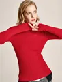 100%hand made pure wool knit women brief turtleneck slim pullover sweater solid color M preview-3