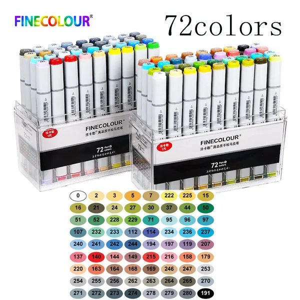 Finecolour EF101 Professional Markers Standard 60/72 Colors Double Headed  Sketch Drawing Marker Pens Art Supplies