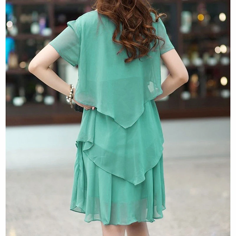 diamond chiffon ruffle dress