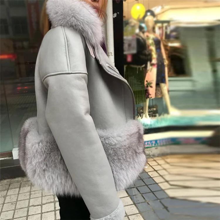 Fashion genuine leather fur coat fur 